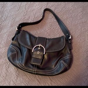 Coach black leather hobo bag